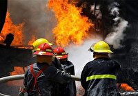 مهار آتش‌سوزی در کارگاه تولید پارچه در خمینی شهر